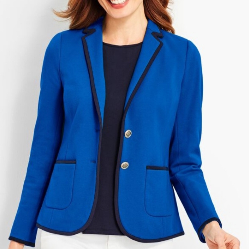 Talbots blue Pique Aberdeen blazer 16P